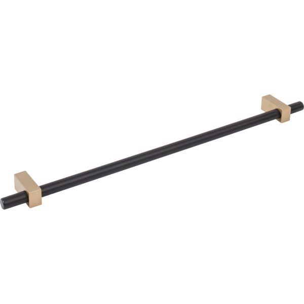 305 mm Center-to-Center Matte Black with Satin Bronze Larkin Cabinet Bar Pull - Image 4