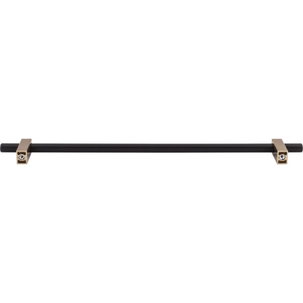 305 mm Center-to-Center Matte Black with Satin Bronze Larkin Cabinet Bar Pull - Image 5
