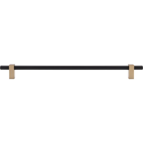 305 mm Center-to-Center Matte Black with Satin Bronze Larkin Cabinet Bar Pull - Image 6