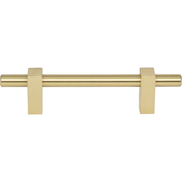96 mm Center-to-Center Brushed Gold Larkin Cabinet Bar Pull - Image 3