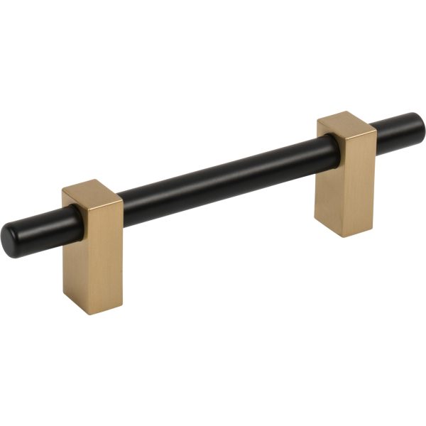 96 mm Center-to-Center Matte Black with Satin Bronze Larkin Cabinet Bar Pull
