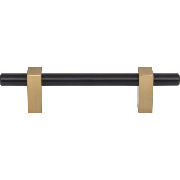 96 mm Center-to-Center Matte Black with Satin Bronze Larkin Cabinet Bar Pull - Image 3