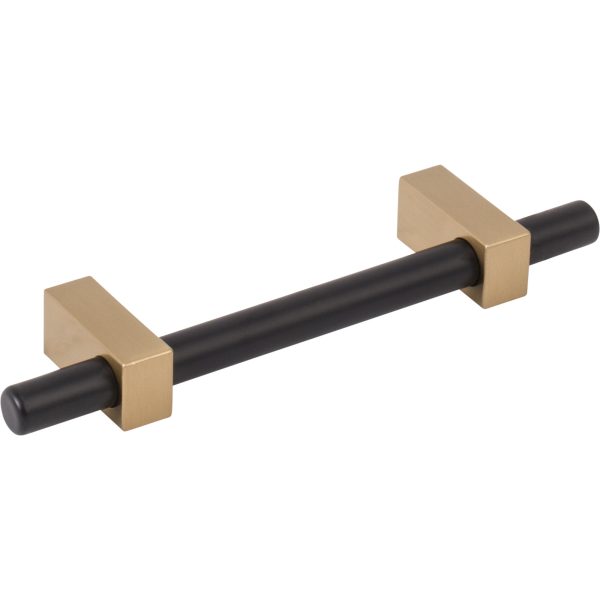 96 mm Center-to-Center Matte Black with Satin Bronze Larkin Cabinet Bar Pull - Image 4