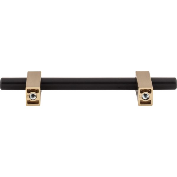 96 mm Center-to-Center Matte Black with Satin Bronze Larkin Cabinet Bar Pull - Image 5