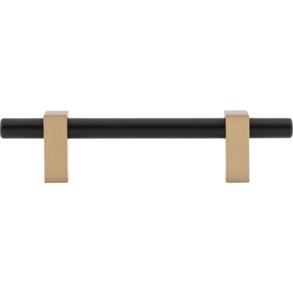 96 mm Center-to-Center Matte Black with Satin Bronze Larkin Cabinet Bar Pull - Image 6