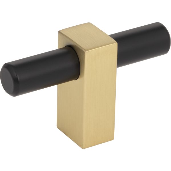 2-3/8" Overall Length Matte Black with Brushed Gold Larkin "T" Knob