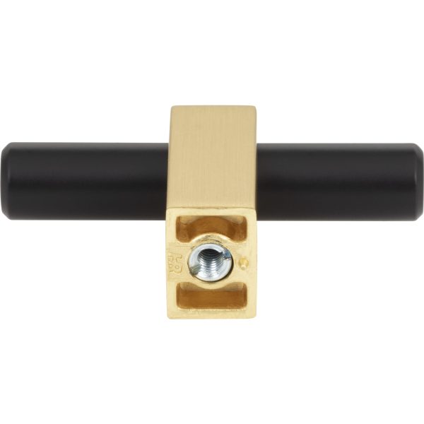 2-3/8" Overall Length Matte Black with Brushed Gold Larkin "T" Knob - Image 5