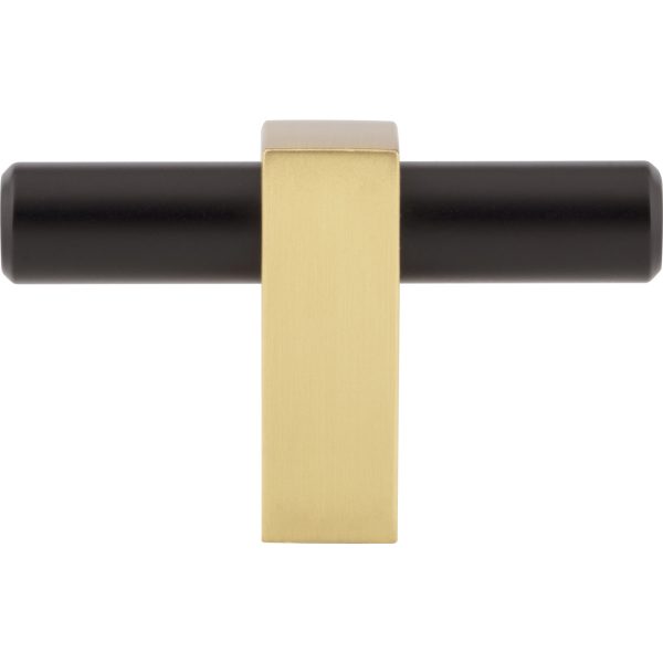 2-3/8" Overall Length Matte Black with Brushed Gold Larkin "T" Knob - Image 6