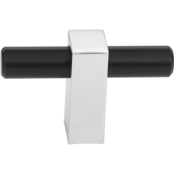 2-3/8" Overall Length Matte Black with Polished Chrome Larkin "T" Knob - Image 3