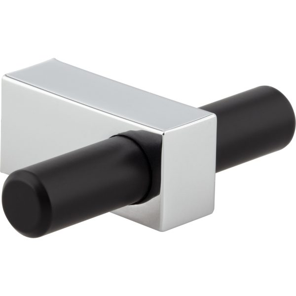 2-3/8" Overall Length Matte Black with Polished Chrome Larkin "T" Knob - Image 4
