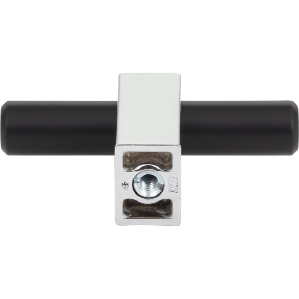 2-3/8" Overall Length Matte Black with Polished Chrome Larkin "T" Knob - Image 5