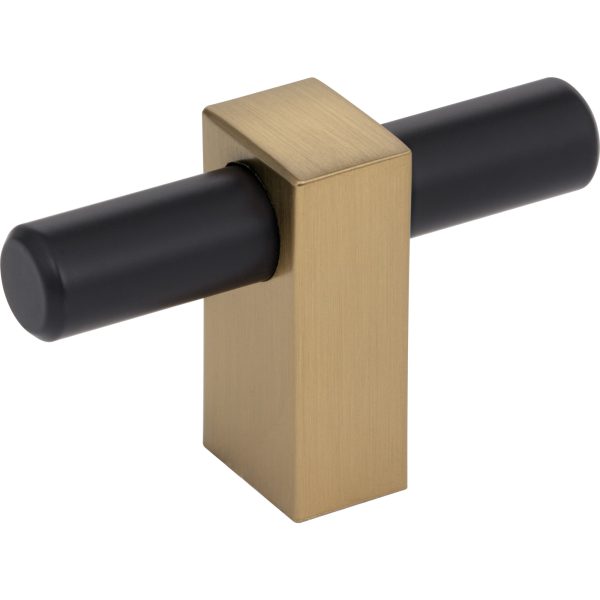 2-3/8" Overall Length Matte Black with Satin Bronze Larkin "T" Knob