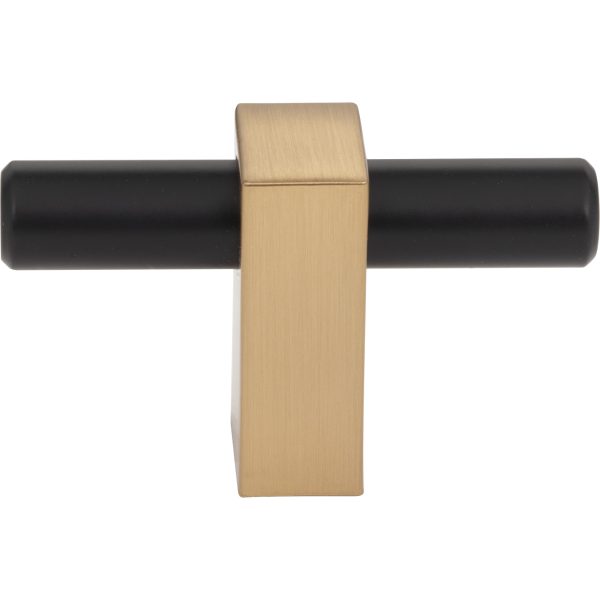 2-3/8" Overall Length Matte Black with Satin Bronze Larkin "T" Knob - Image 3