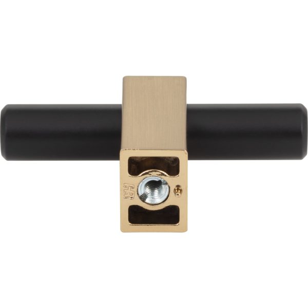 2-3/8" Overall Length Matte Black with Satin Bronze Larkin "T" Knob - Image 5