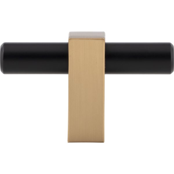 2-3/8" Overall Length Matte Black with Satin Bronze Larkin "T" Knob - Image 6