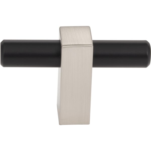 2-3/8" Overall Length Matte Black with Satin Nickel Larkin "T" Knob - Image 3