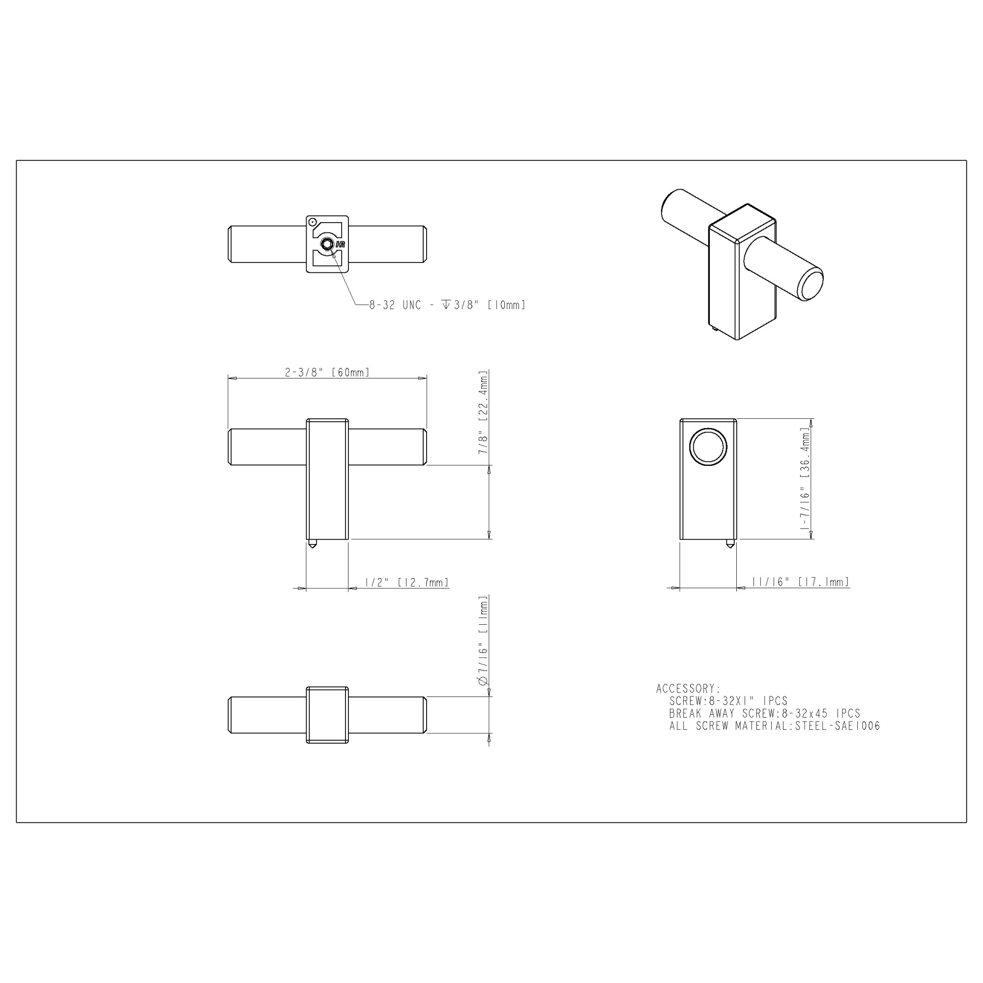 Larkin 1 Cabinet Knob in Satin Nickel