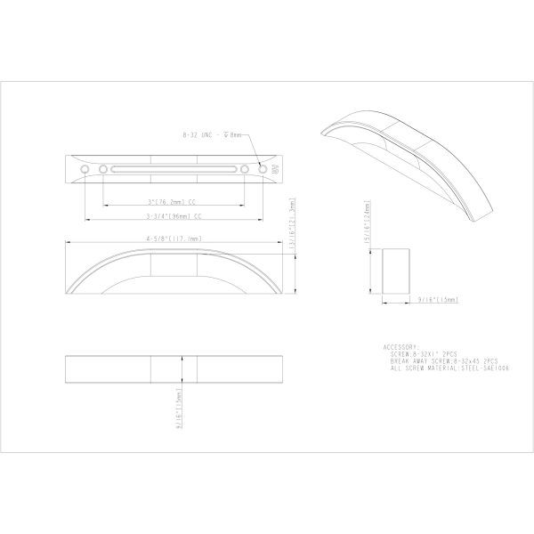 3" / 96 mm Center-to-Center Satin Nickel Elara Cabinet Pinch Pull - Image 4