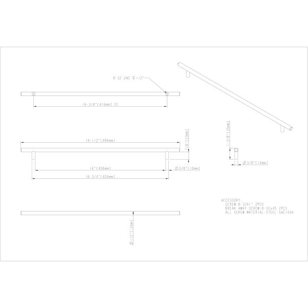 416 mm Center-to-Center Satin Bronze Naples Cabinet Bar Pull - Image 5
