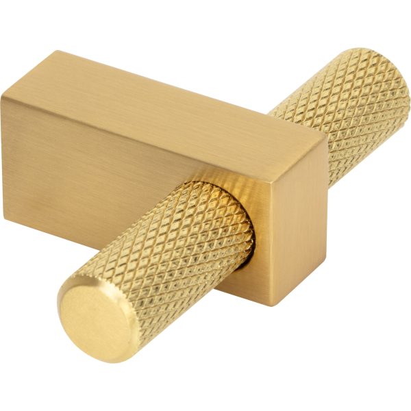 2-3/8" Overall Length Brushed Gold Larkin Knurled "T" Knob - Image 4