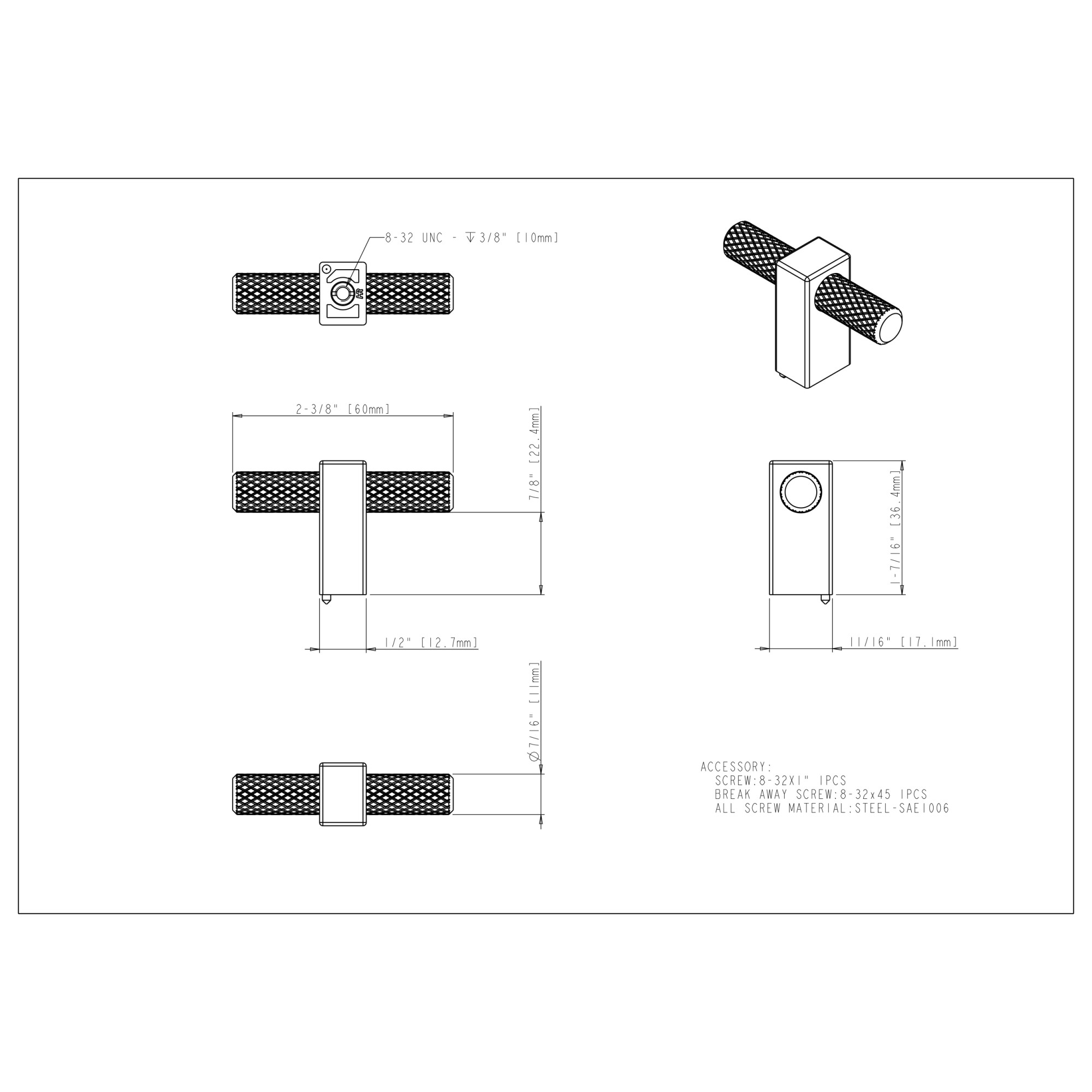 Larkin 3 Cabinet Knob in Satin Nickel