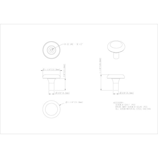1-1/4" Diameter Brushed Oil Rubbed Bronze Round Seaver Cabinet Knob - Image 3