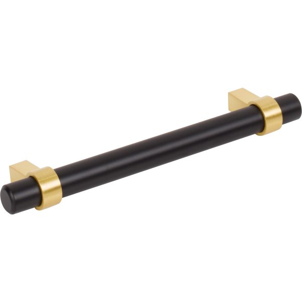 128 mm Center-to-Center Matte Black with Brushed Gold Key Grande Cabinet Bar Pull - Image 4