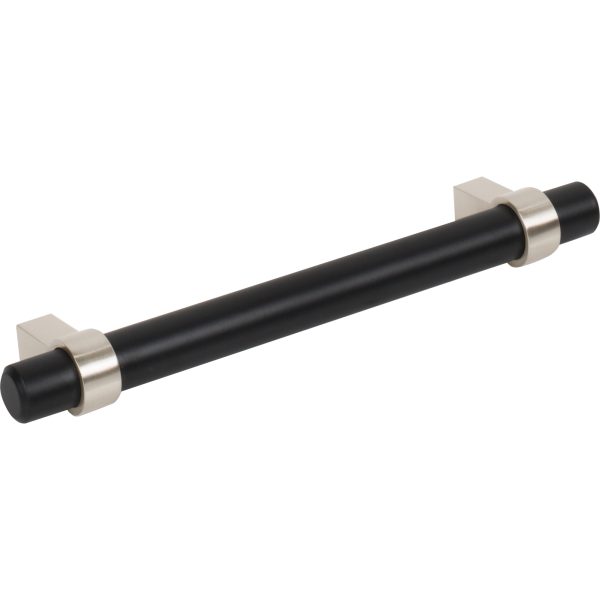 128 mm Center-to-Center Matte Black with Satin Nickel Key Grande Cabinet Bar Pull - Image 4