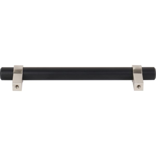128 mm Center-to-Center Matte Black with Satin Nickel Key Grande Cabinet Bar Pull - Image 5
