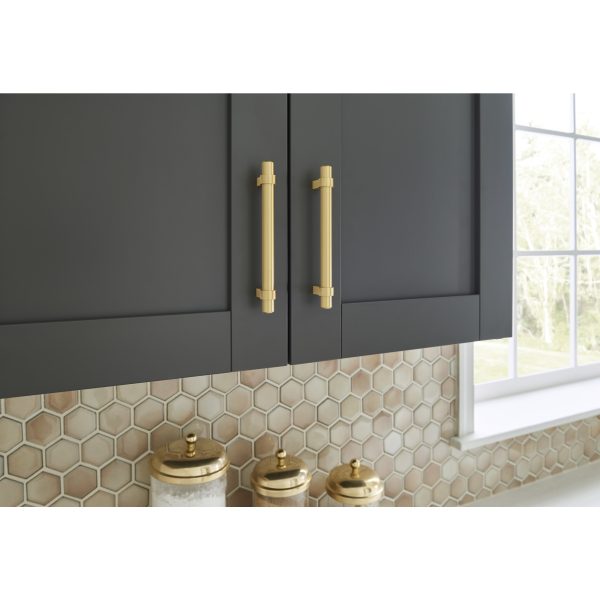 192 mm Center-to-Center Brushed Gold Key Grande Cabinet Bar Pull - Image 5
