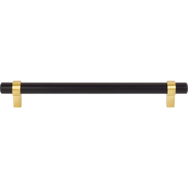 192 mm Center-to-Center Matte Black with Brushed Gold Key Grande Cabinet Bar Pull - Image 3