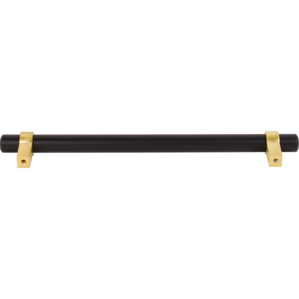 192 mm Center-to-Center Matte Black with Brushed Gold Key Grande Cabinet Bar Pull - Image 5