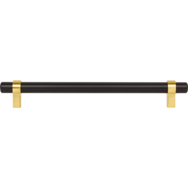 192 mm Center-to-Center Matte Black with Brushed Gold Key Grande Cabinet Bar Pull - Image 6