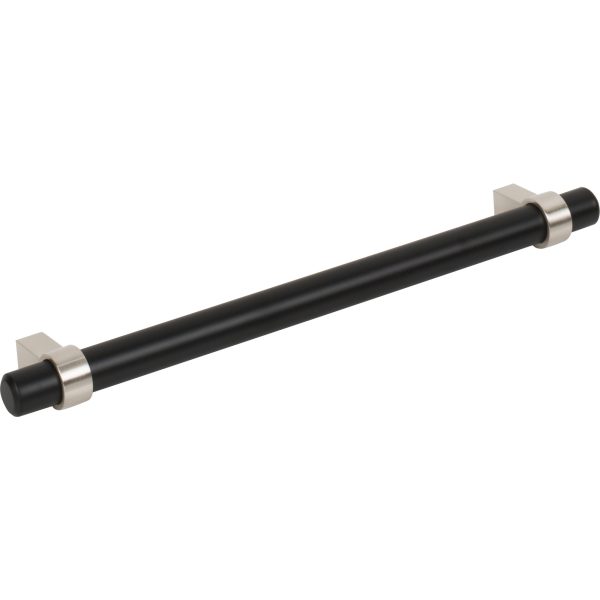 192 mm Center-to-Center Matte Black with Satin Nickel Key Grande Cabinet Bar Pull - Image 4