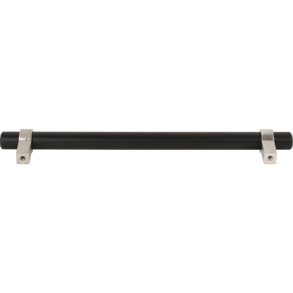 192 mm Center-to-Center Matte Black with Satin Nickel Key Grande Cabinet Bar Pull - Image 5
