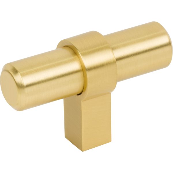 2" Overall Length Brushed Gold Key Grande Cabinet "T" Knob