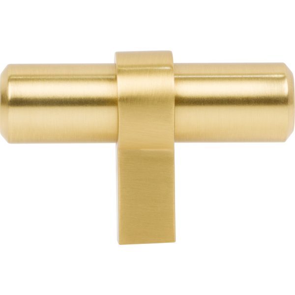 2" Overall Length Brushed Gold Key Grande Cabinet "T" Knob - Image 5