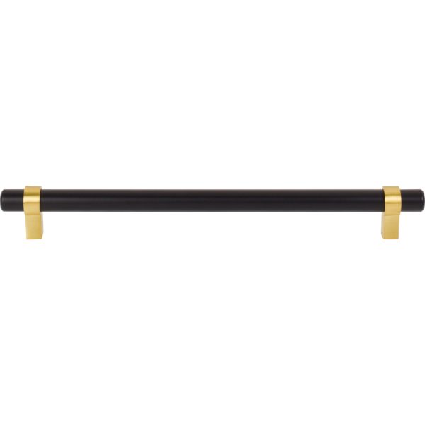 224 mm Center-to-Center Matte Black with Brushed Gold Key Grande Cabinet Bar Pull - Image 3