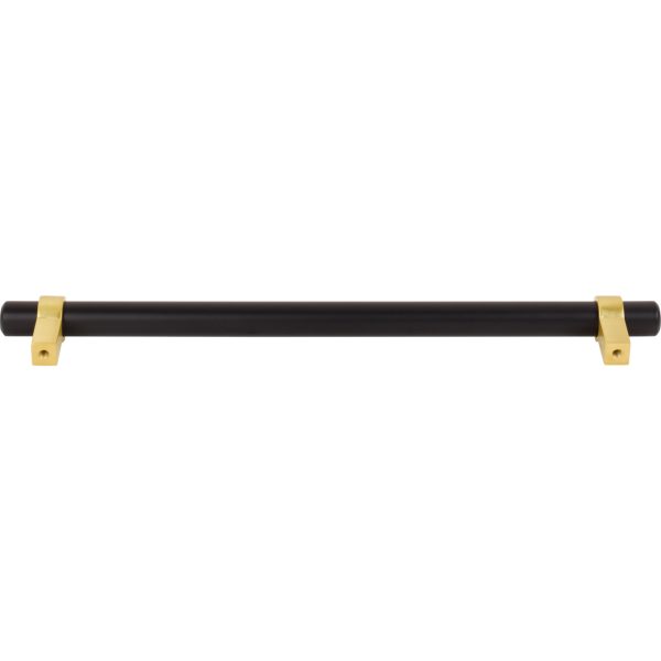 224 mm Center-to-Center Matte Black with Brushed Gold Key Grande Cabinet Bar Pull - Image 5