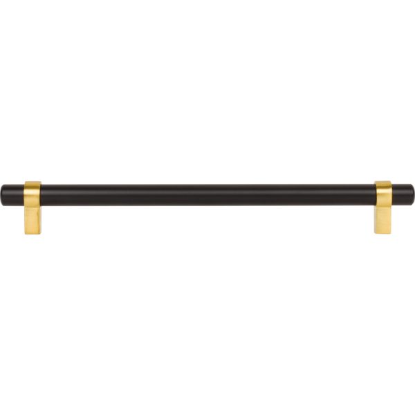 224 mm Center-to-Center Matte Black with Brushed Gold Key Grande Cabinet Bar Pull - Image 6