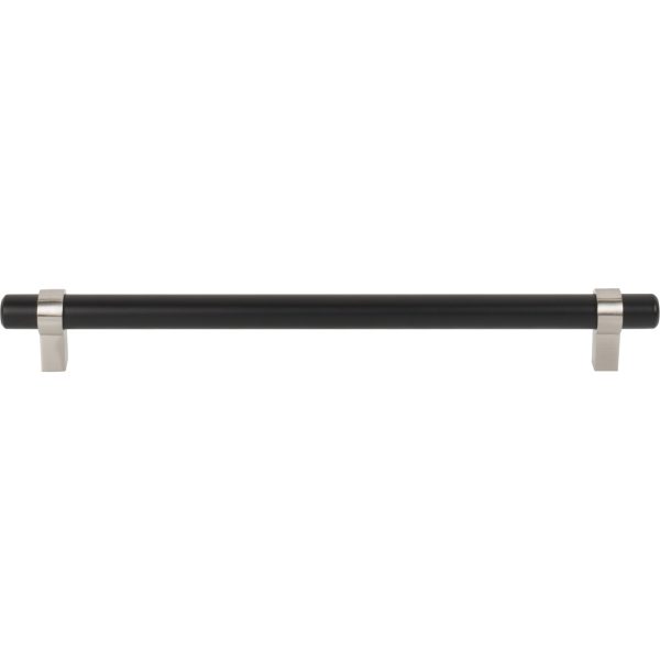 224 mm Center-to-Center Matte Black with Satin Nickel Key Grande Cabinet Bar Pull - Image 3