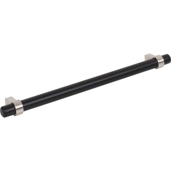224 mm Center-to-Center Matte Black with Satin Nickel Key Grande Cabinet Bar Pull - Image 4