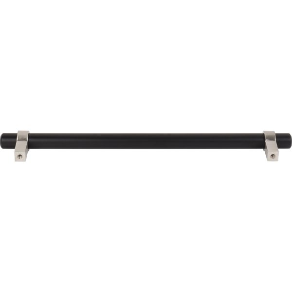 224 mm Center-to-Center Matte Black with Satin Nickel Key Grande Cabinet Bar Pull - Image 5