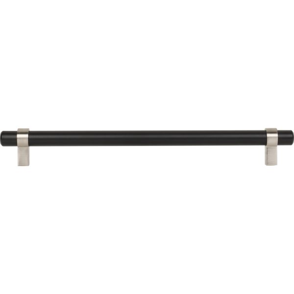 224 mm Center-to-Center Matte Black with Satin Nickel Key Grande Cabinet Bar Pull - Image 6