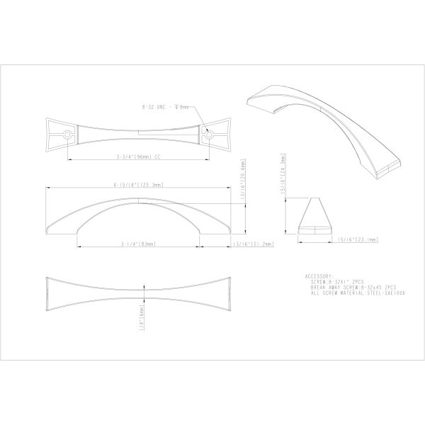 96 mm Center-to-Center Matte Black Square Glendale Cabinet Pull - Image 5
