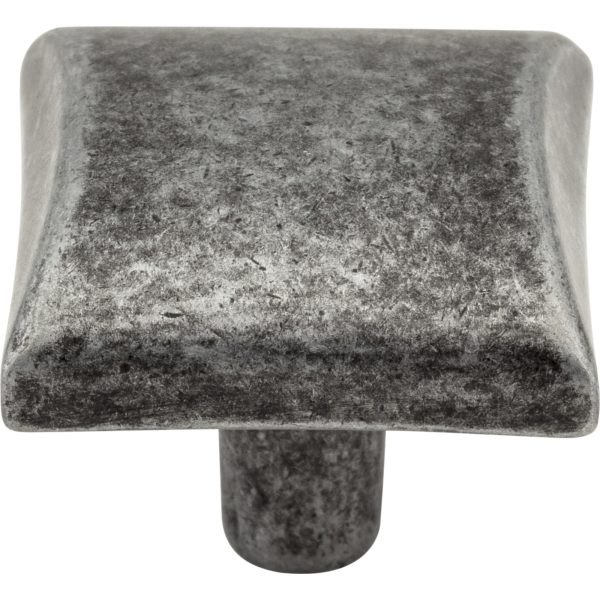 1-1/8" Overall Length Distressed Antique Silver Square Glendale Cabinet Knob - Image 3