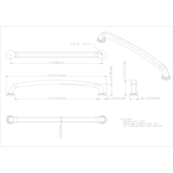 12" Center-to-Center Polished Chrome Bremen 1 Appliance Handle - Image 4