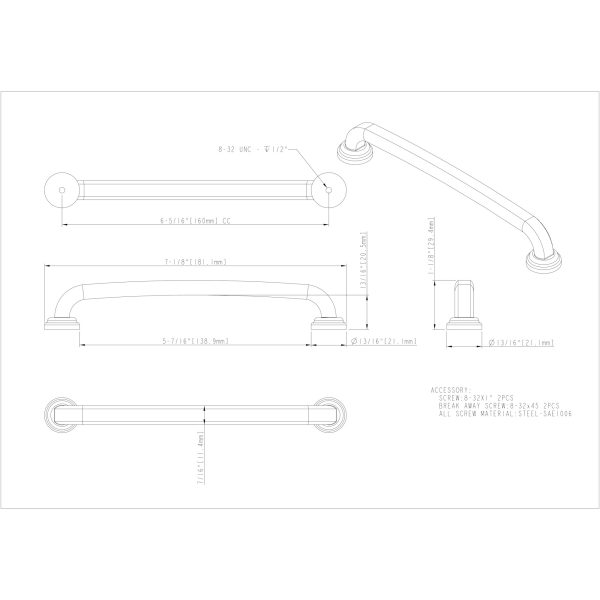 160 mm Center-to-Center Polished Nickel Bremen 1 Cabinet Pull - Image 4