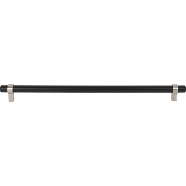 319 mm Center-to-Center Matte Black with Satin Nickel Key Grande Cabinet Bar Pull - Image 3