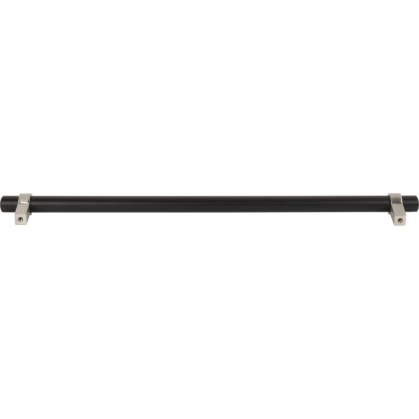 319 mm Center-to-Center Matte Black with Satin Nickel Key Grande Cabinet Bar Pull - Image 5
